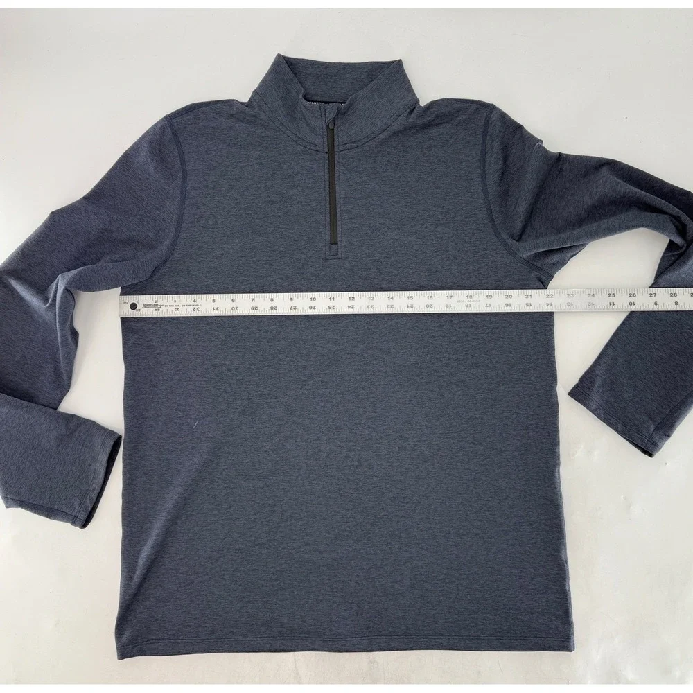 Peloton Mens Quarter Zip Pullover Heather Navy Blue Athletic Training Top Size M
